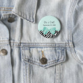 Badge Rond 5 Cm Faire-part de naissance Girly de zèbre de ruban (En situation)