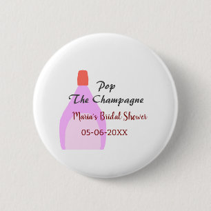Badge Rond 5 Cm Faire sauter le Champagne rose enterrement de vie