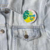 Badge Rond 5 Cm Faire un don Vie Aquarelle Tropicale Jaune (En situation)