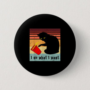 Badge Rond 5 Cm Fais ce que je veux Chat noir vintage Coupe rouge