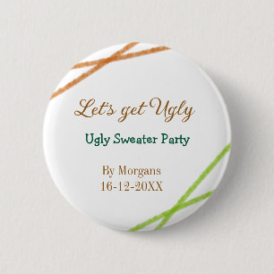 Badge Rond 5 Cm Faisons de Noël un Partyorange de pull moche