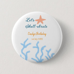 Badge Rond 5 Cm Faisons la fête sous l'anniversaire bleu marine
