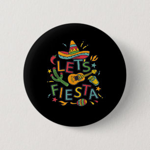 Badge Rond 5 Cm Faisons la Fiesta Cinco De Mayo la Guitare Mexicai