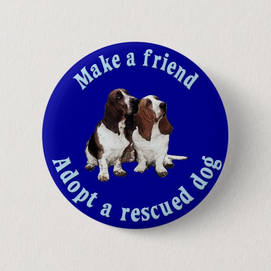Badge Rond 5 Cm Faites un ami - Basset Hound (Devant)