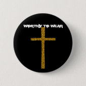 Badge Rond 5 Cm Faith Cross Gold - À Porter (Devant)