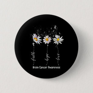 Badge Rond 5 Cm Faith Hope Love Cerveau Cancer Sensibilisation Che