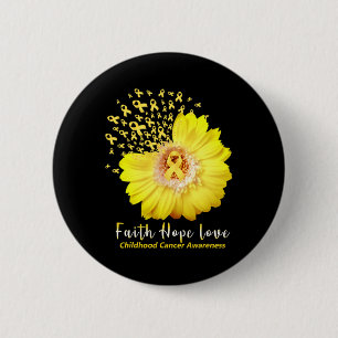 Badge Rond 5 Cm Faith Hope Love Children Cancer Awareness Ruban