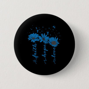Badge Rond 5 Cm Faith Hope Love Diabetes Awareness Mois Blue Ribb