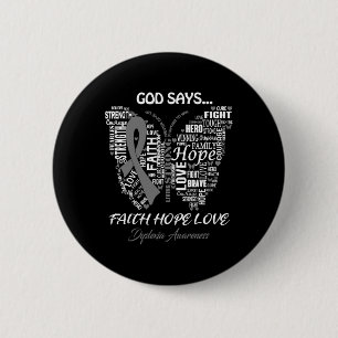 Badge Rond 5 Cm Faith Hope Love Dyslexia Sensibilisation Cadeaux