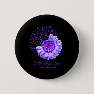 Badge Rond 5 Cm Faith Hope Love Epilepsie Sensibilisation Survivan