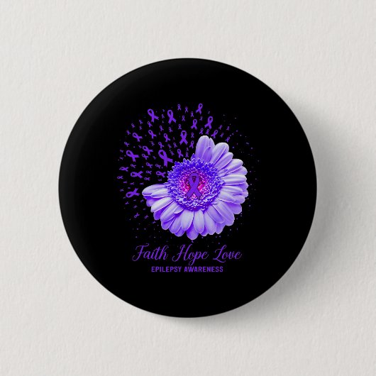 Badge Rond 5 Cm Faith Hope Love Epilepsie Sensibilisation Survivan (Devant)