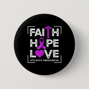 Badge Rond 5 Cm Faith Hope Love Epilepsy Awareness