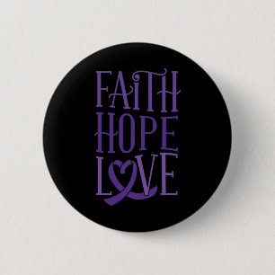 Badge Rond 5 Cm Faith Hope Love - Fibromyalgie Sensibilisation P
