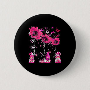 Badge Rond 5 Cm Faith Hope Love Gnome Ribbon Cancer du sein