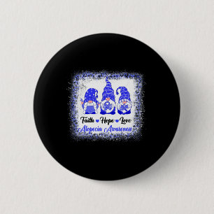 Badge Rond 5 Cm Faith Hope Love Gnomes Alopecia Sensibilisation Le