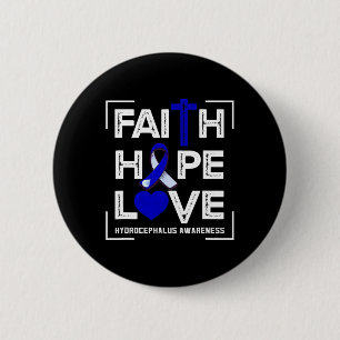 Badge Rond 5 Cm Faith Hope Love Hydrocéphalie Awareness 1