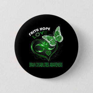 Badge Rond 5 Cm Faith Hope Love Incapacité cérébrale Sensibilisati