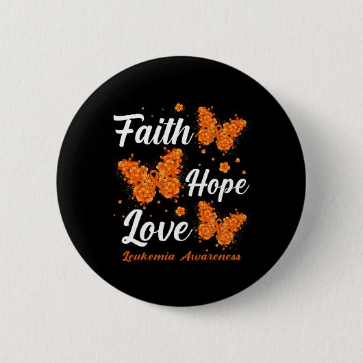 Badge Rond 5 Cm Faith Hope Love Leukemia Sensibilisation Papillon (Devant)