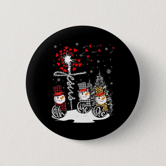 Badge Rond 5 Cm Faith Hope Love Snowman Jesus Dandelion Christian (Devant)