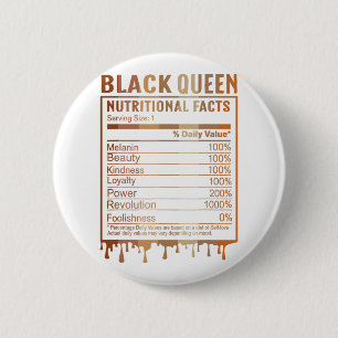 Badge Rond 5 Cm Faits nutritionnels de la Reine noire Mois de l'hi