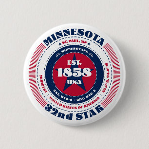 Badge Rond 5 Cm Faits patriotiques sur l'État du Minnesota