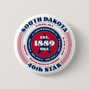 Badge Rond 5 Cm Faits sur l'État du Dakota du Sud Souvenir