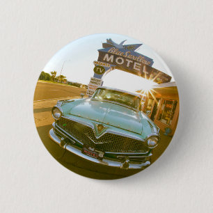Badge Rond 5 Cm Fameux motel Blue Swallow sur la route 66