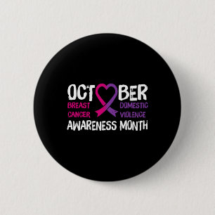 Badge Rond 5 Cm Famille Breast Cancer and Domestic Violence Awaren