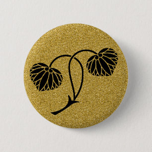 Badge Rond 5 Cm [Famille Crêtes] 2 feuilles hollyhock