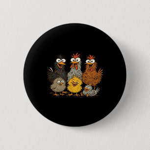 Badge Rond 5 Cm Famille de poules Poule Coq Poussins Ferme
