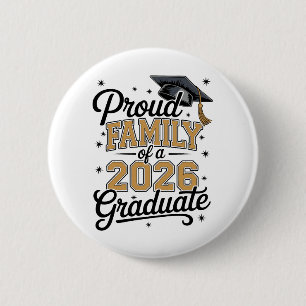 Badge Rond 5 Cm Famille fière d'une promotion de diplômés 2026 en