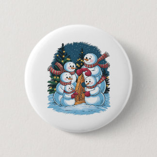 Badge Rond 5 Cm Famille Joyeux Snowman