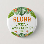 Badge Rond 5 Cm Famille Réunion Palm Tropical Aloha Aquarelle (Devant)