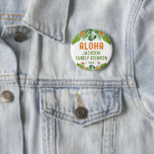Badge Rond 5 Cm Famille Réunion Palm Tropical Aloha Aquarelle (En situation)