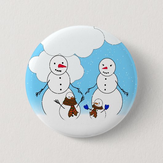 Badge Rond 5 Cm Famille Snowman (Devant)