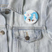 Badge Rond 5 Cm Famille Snowman (En situation)