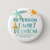 Badge Rond 5 Cm Family Reunion Palm Tree Beach Nom (Devant)