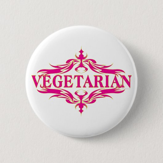 Badge Rond 5 Cm Fancy in Pink - Vegetarin (Devant)