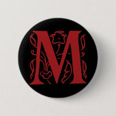 Badge Rond 5 Cm Fancy Letter M (Devant)