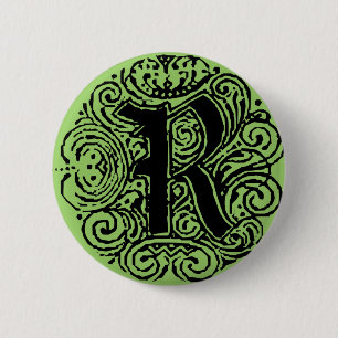 Badge Rond 5 Cm Fancy Monogram "R" Monarchia Pin-Back