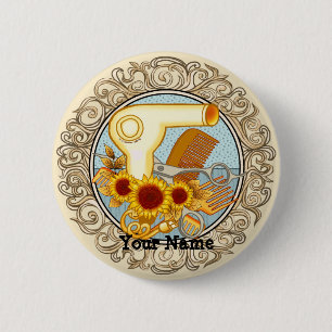 Badge Rond 5 Cm Fancy Sunflowers Esthéticienne