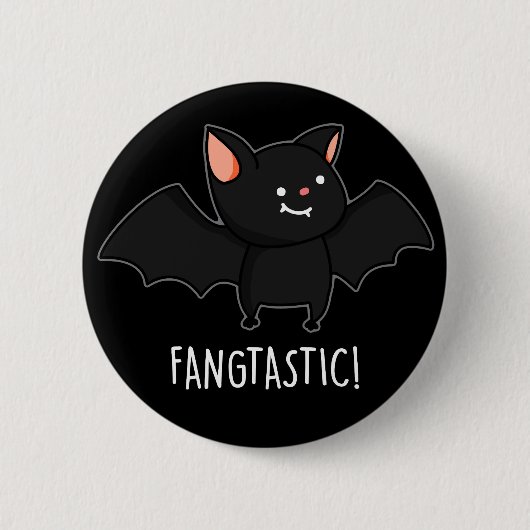 Badge Rond 5 Cm Fangtastic Funny Halloween Pun Dark BG (Devant)