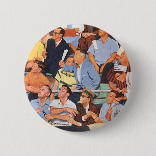 Badge Rond 5 Cm Fans de baseball vintage regardant un match