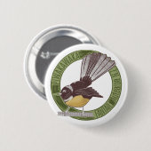 Badge Rond 5 Cm Fantail New Zealand Bird (Devant & derrière)