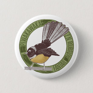 Badge Rond 5 Cm Fantail New Zealand Bird