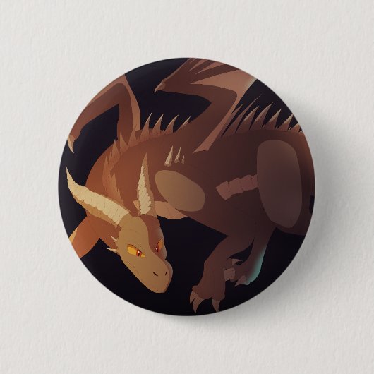 Badge Rond 5 Cm Fantaisie artistique de dragon brun (Devant)