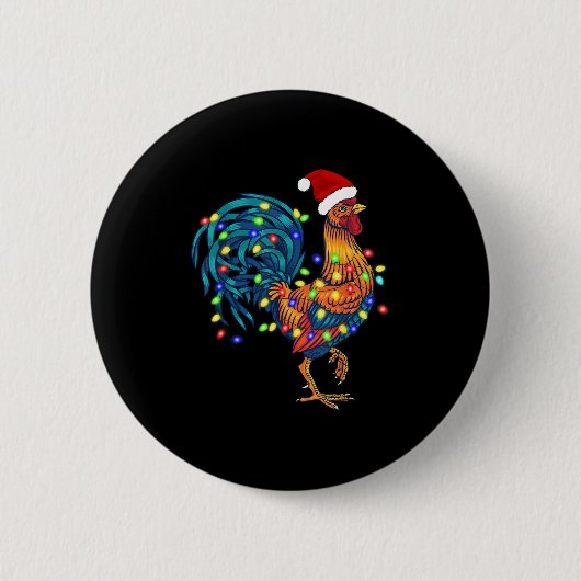 Badge Rond 5 Cm Fantaisie de poulet rôti feux de Noël Pyjama Farm (Devant)