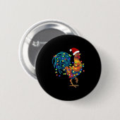 Badge Rond 5 Cm Fantaisie de poulet rôti feux de Noël Pyjama Farm (Devant & derrière)