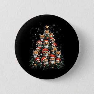 Badge Rond 5 Cm Fantaisie Fox Noël Renards Xmas Arbre Fox Lover En