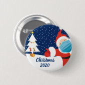 Badge Rond 5 Cm Fantastique Noël Père Noël dans le masque facial (Devant & derrière)